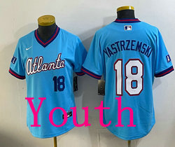 Youth Nike Atlanta Braves #18 Mike Yastrzemski Powder Blue 2026 City Connect Stadium Jersey