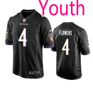 Youth Nike Baltimore Ravens #4 Zay Flowers Black Authentic stitched NFL jersey