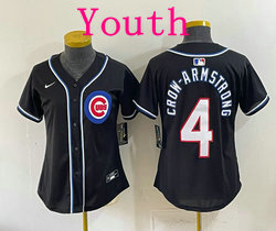 Youth Nike Chicago Cubs #4 Pete Crow-Armstrong Black Out Style Jersey