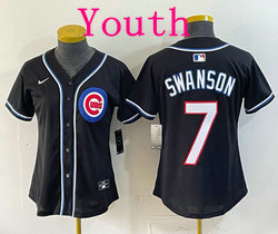 Youth Nike Chicago Cubs #7 Dansby Swanson Black Out Style Jersey