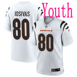Youth Nike Cincinnati Bengals #80 Andrei Iosivas White Vapor Untouchable Authentic Stitched NFL Jersey