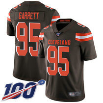 Youth Nike Cleveland Browns #95 Myles Garrett NFL 100th Season Patch Browns Vapor Untouchable Authentic Stitched NFL Jersey