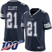 Youth Nike Dallas Cowboys #21 Ezekiel Elliott 100th Season Blue Vapor Untouchable Authentic Stitched NFL Jersey