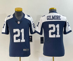 Youth Nike Dallas Cowboys #21 Stephon Gilmore Blue Thanksgiving Vapor Untouchable Authentic Stitched NFL Jersey