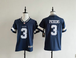 Youth Nike Dallas Cowboys #3 George Pickens Navy Stitched Jersey