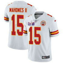 Youth Nike Kansas City Chiefs #15 Patrick Mahomes II White With 2024 Super Bowl (LVIII ) patch Jersey