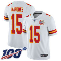 Youth Nike Kansas City Chiefs #15 Patrick Mahomes II With 100th Season Vapor Untouchable White Authentic stitched NFL jersey