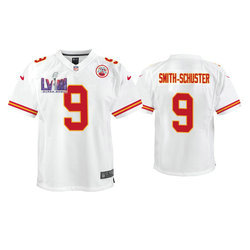 Youth Nike Kansas City Chiefs #19 JuJu Smith-Schuster White Vapor Untouchable With 2024 Super Bowl (LVIII ) patch Jersey