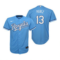 Youth Nike Kansas City Royals #13 Salvador Perez Light Blue Game Authentic Stitched MLB Jersey
