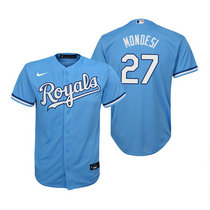 Youth Nike Kansas City Royals #27 Adalberto Mondesi Light Blue Game Authentic Stitched MLB Jersey
