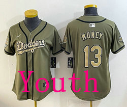 Youth Nike Los Angeles Dodgers #13 Max Muncy Olive 2026 Armed Forces Day Jersey