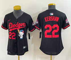 Youth Nike Los Angeles Dodgers #22 Clayton Kershaw Black Hello Kitty Night Jersey