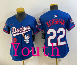 Youth Nike Los Angeles Dodgers #22 Clayton Kershaw Blue Hello Kitty Night Jersey