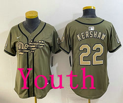 Youth Nike Los Angeles Dodgers #22 Clayton Kershaw Olive 2026 Armed Forces Day Jersey