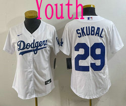 Youth Nike Los Angeles Dodgers #29 Tarik Skubal White Authentic Stitched MLB Jersey