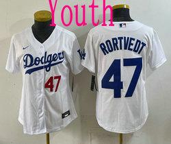 Youth Nike Los Angeles Dodgers #47 Ben Rortvedt White Authentic Stitched MLB Jersey