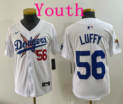 Youth Nike Los Angeles Dodgers X One Piece #56 Luffy White Premier Baseball Jersey
