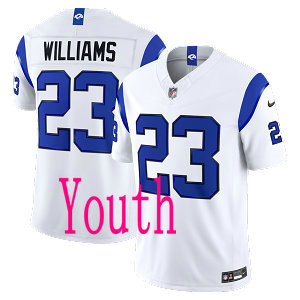 Youth Nike Los Angeles Rams #23 Kyren Williams 2026 White Authentic Stitched NFL Jerseys