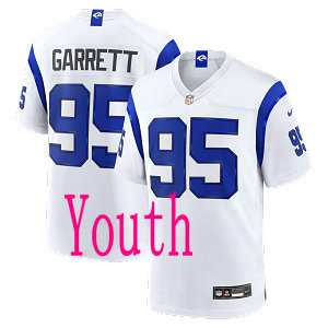 Youth Nike Los Angeles Rams #95 Myles Garrett 2026 White Authentic Stitched NFL Jerseys