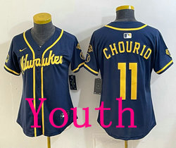 Youth Nike Milwaukee Brewers #11 Jackson Chourio Navy Jersey