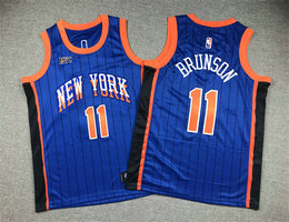 Youth New York Knicks #11 Jalen Brunson Black 2024 City Authentic Stitched NBA jersey