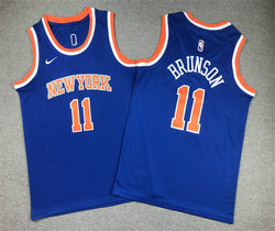 Youth Nike New York Knicks #11 Jalen Brunson Blue Authentic Stitched NBA jersey
