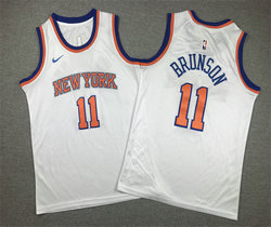 Youth Nike New York Knicks #11 Jalen Brunson White Authentic Stitched NBA jersey