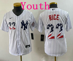 Youth Nike New York Yankees #22 Ben Rice White 250 Fourth Of July Stadium Jersey