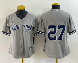 Youth Nike New York Yankees #27 Giancarlo Stanton Grey no name Authentic Stitched MLB Jersey