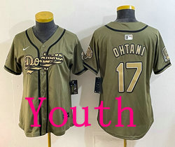 Youth Nike Nike Los Angeles Dodgers Olive #22 Clayton Kershaw 2026 Armed Forces Day Jersey