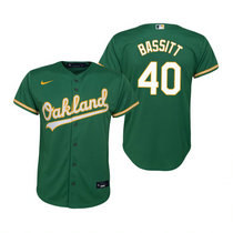 Youth Nike Oakland Athletics #40 Chris Bassitt Green Game Authentic Stitched MLB Jersey