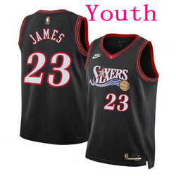 Youth Nike Philadelphia 76ers #23 LeBron James Black 2026 Classic Stitched Jersey