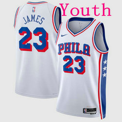 Youth Nike Philadelphia 76ers #23 LeBron James White 2026 Association Edition Stitched Jersey