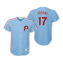 Youth Nike Philadelphia Phillies #17 Rhys Hoskins Light Blue Game Authentic Stitched MLB Jersey