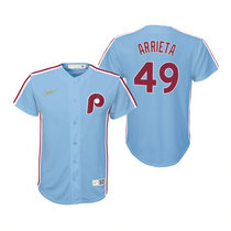 Youth Nike Philadelphia Phillies #49 Jake Arrieta Light Blue Game Authentic Stitched MLB Jersey