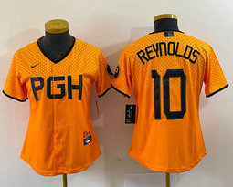Youth Nike Pittsburgh Pirates #10 Bryan Reynolds Gold City Authentic stitched MLB jersey