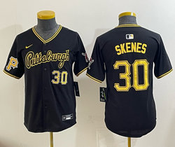 Youth Nike Pittsburgh Pirates #30 Paul Skenes Black New Authentic Stitched MLB Jersey