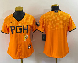 Youth Nike Pittsburgh Pirates Blank Gold City P in front Authentic stitched MLB jersey