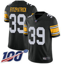 Youth Nike Pittsburgh Steelers #39 Minkah Fitzpatrick 100th Season Patch Black New Vapor Untouchable Authentic stitched NFL jersey