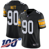 Youth Nike Pittsburgh Steelers #90 T. J. Watt 100th Season Black New Vapor Untouchable Authentic Stitched NFL Jersey