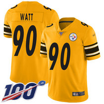 Youth Nike Pittsburgh Steelers #90 T. J. Watt 100th Season Gold Inverted Legend Vapor Untouchable Authentic Stitched NFL jersey