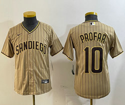 Youth Nike San Diego Padres #10 Jurickson Profar Brown Brown stripe MLB Jersey