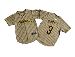 Youth Nike San Diego Padres #3 Jackson Merrill Brown stripe Limited MLB Jersey