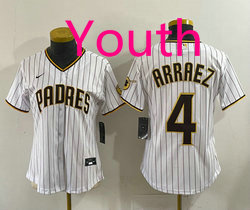 Youth Nike San Diego Padres #4 Luis Arraez White Authentic Stitched MLB Jersey