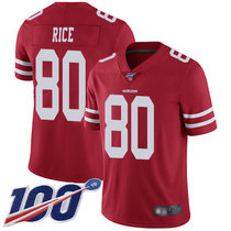 Youth Nike San Francisco 49ers #80 Jerry Rice 100th Season Red Vapor Untouchable With Team Patch Authentic Stitched NFL Jersey