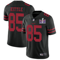 Youth Nike San Francisco 49ers #85 George Kittle Black With 2024 Super Bowl (LVIII ) patch Jersey