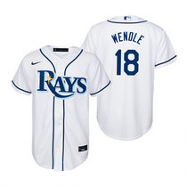 Youth Nike Tampa Bay Rays #18 Joey Wendle White Game Authentic stitched MLB jersey