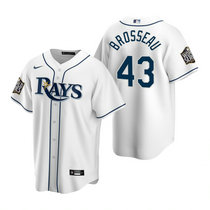 Youth Nike Tampa Bay Rays #43 Mike Brosseau White 2020 World Series Game MLB jersey