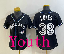 Youth Nike Toronto Blue Jays #38 Nathan Lukes Black Out Baseball Jersey