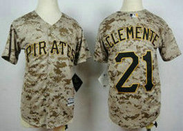 Youth Pittsburgh Pirates #21 Roberto Clemente Camo Authentic Stitched MLB jersey